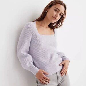Madewell Melwood Square-Neck sweater in Coziest Yarn, in light Lavender. NWT.